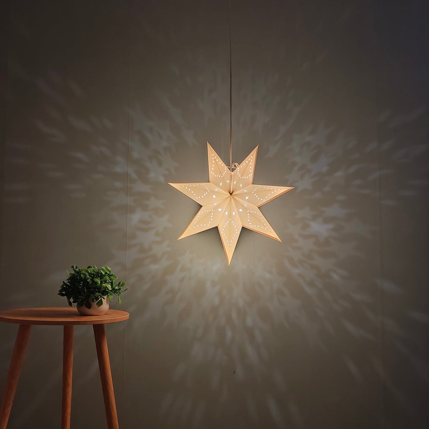 Hanging Paper Star Lamps Seven-Pointed-17, 29 & 35 Inch for Festival Decor