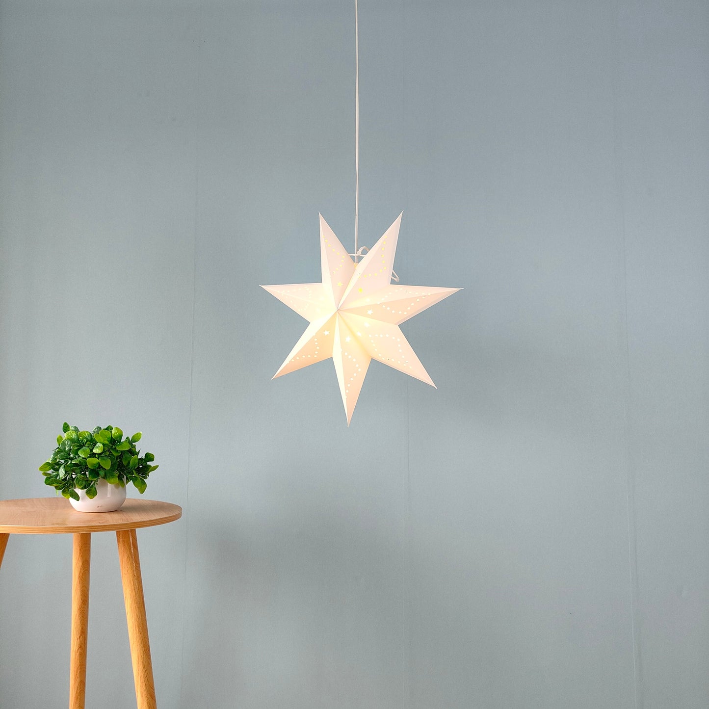 Hanging Paper Star Lamps Seven-Pointed-17, 29 & 35 Inch for Festival Decor