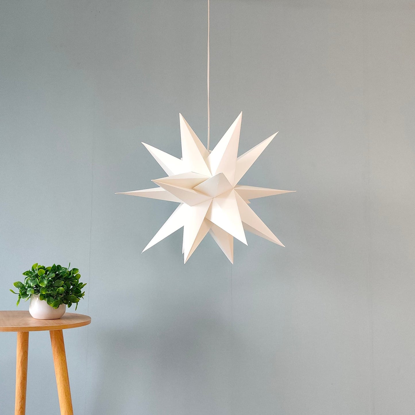 Polygonal Hanging Paper Star Lamp 20inch White