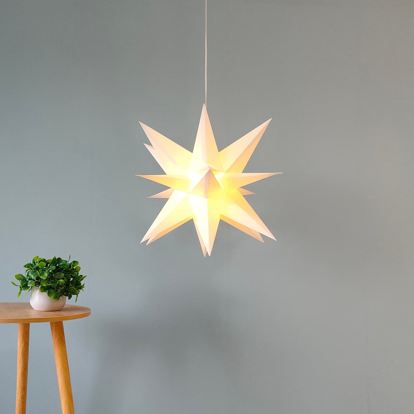 Polygonal Hanging Paper Star Lamp 20inch White