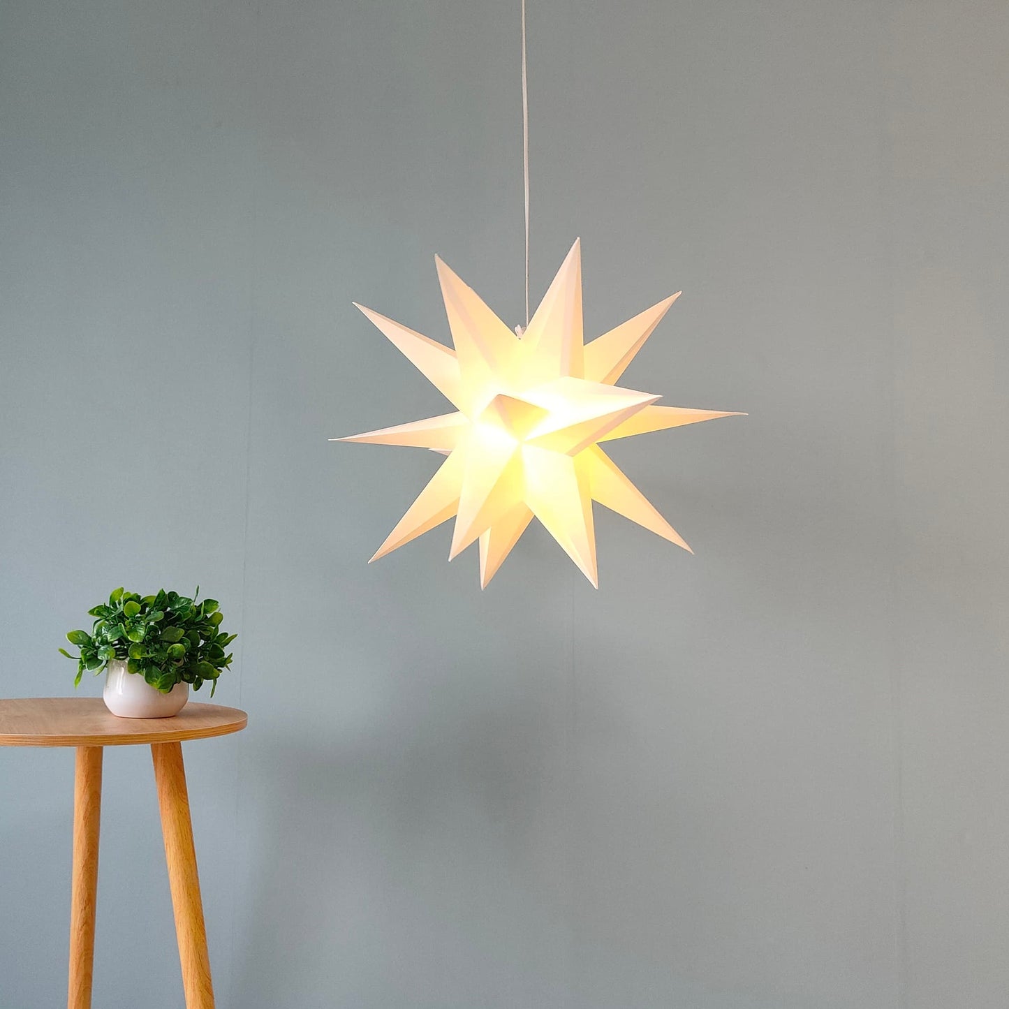 Polygonal Hanging Paper Star Lamp 20inch White