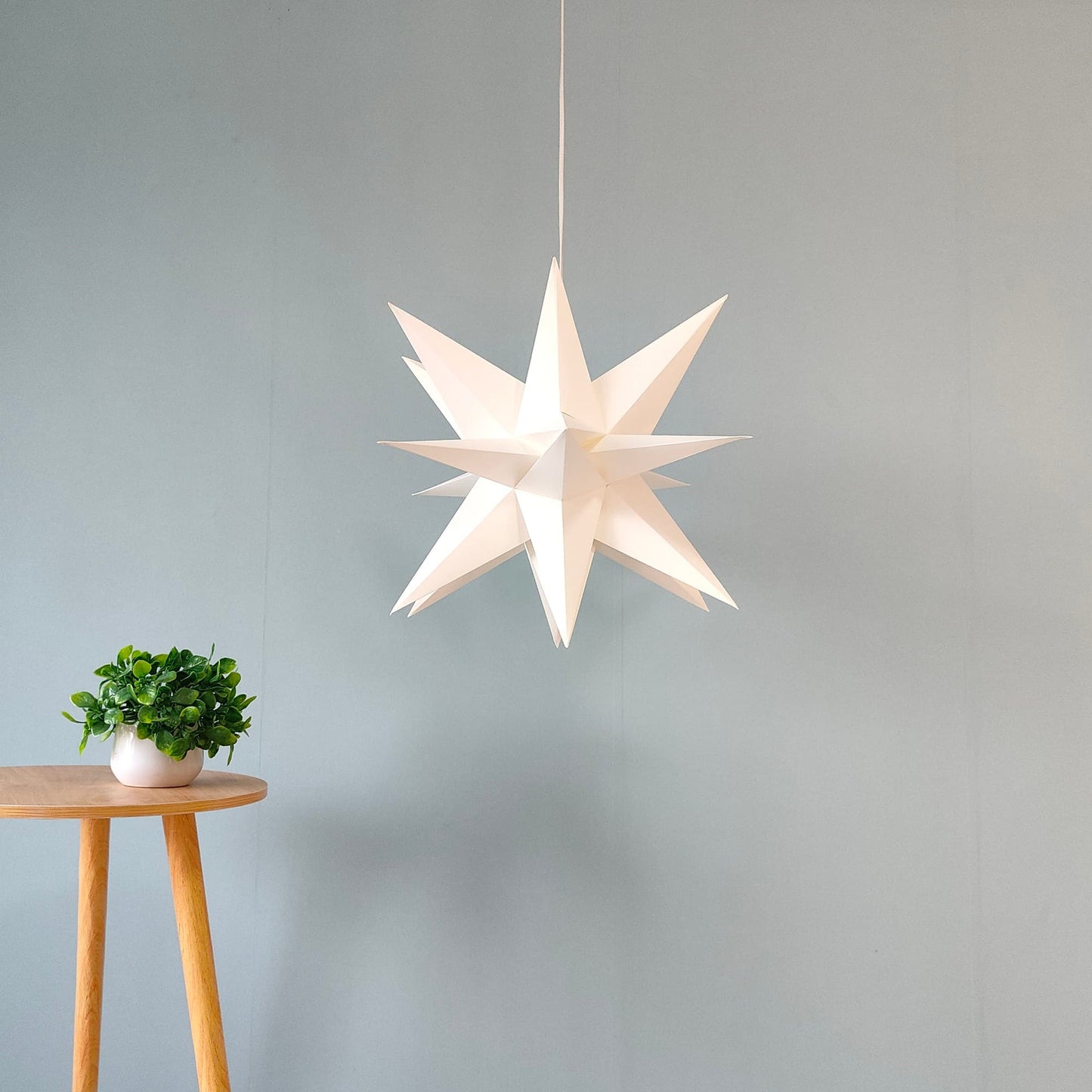 Polygonal Hanging Paper Star Lamp 20inch White
