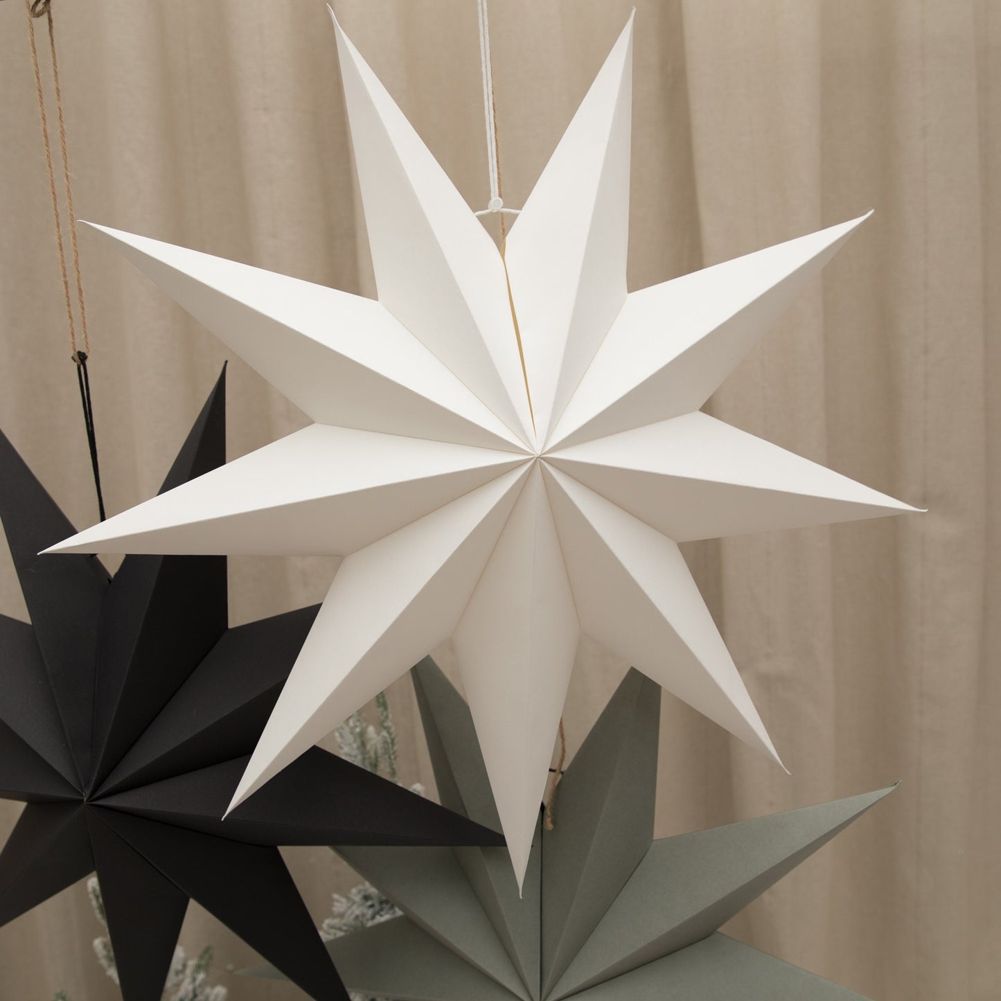 9-Pointed Paper Star Lanterns, 24inch Hanging Star Lampshade, Star lights, Christmas & Wedding Decor,Power Cord Not Included