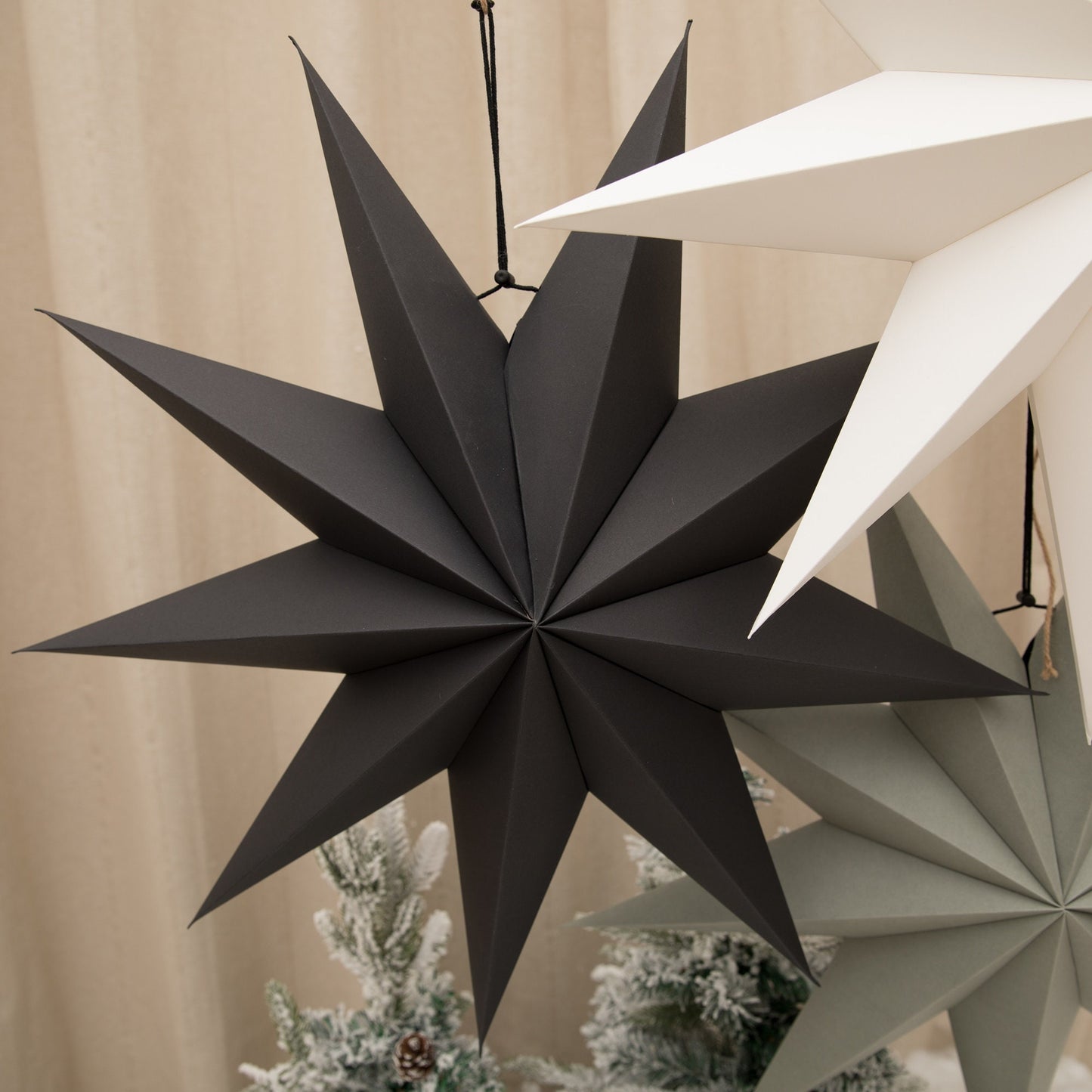 9-Pointed Paper Star Lanterns, 24inch Hanging Star Lampshade, Star lights, Christmas & Wedding Decor,Power Cord Not Included