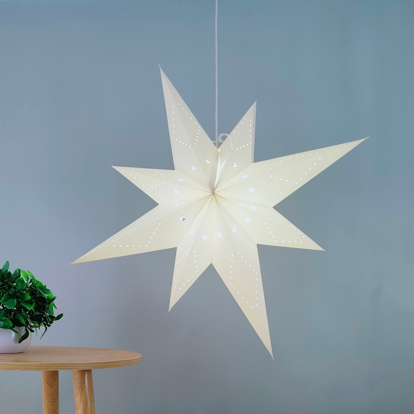 White Paper Bethlehem Star Lanterns, 29inch Hanging Star Lights ,White Star Lampshade, Christmas Decor