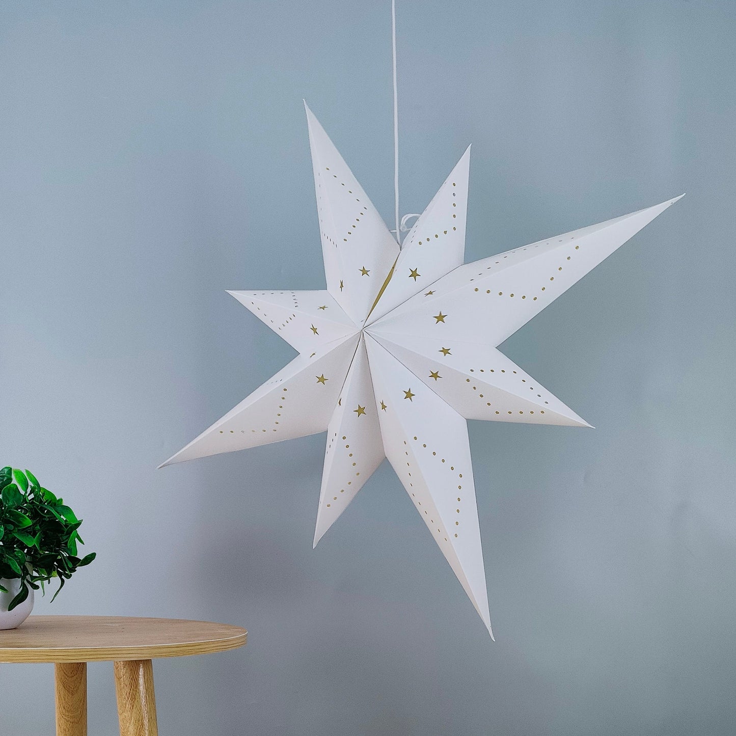 White Paper Bethlehem Star Lanterns, 29inch Hanging Star Lights ,White Star Lampshade, Christmas Decor