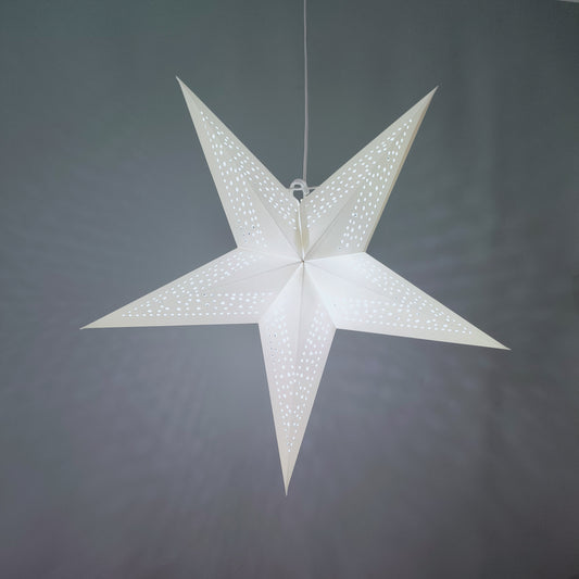 23" Five Paper Star Lantern, White Hanging Star Lights, Paper Pendant Lampshade