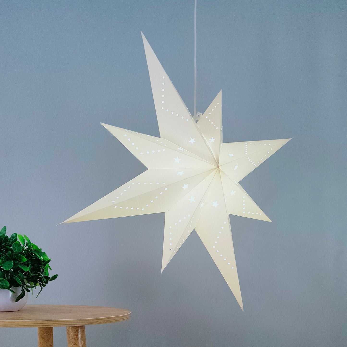 White Paper Bethlehem Star Lanterns, 29inch Hanging Star Lights ,White Star Lampshade, Christmas Decor