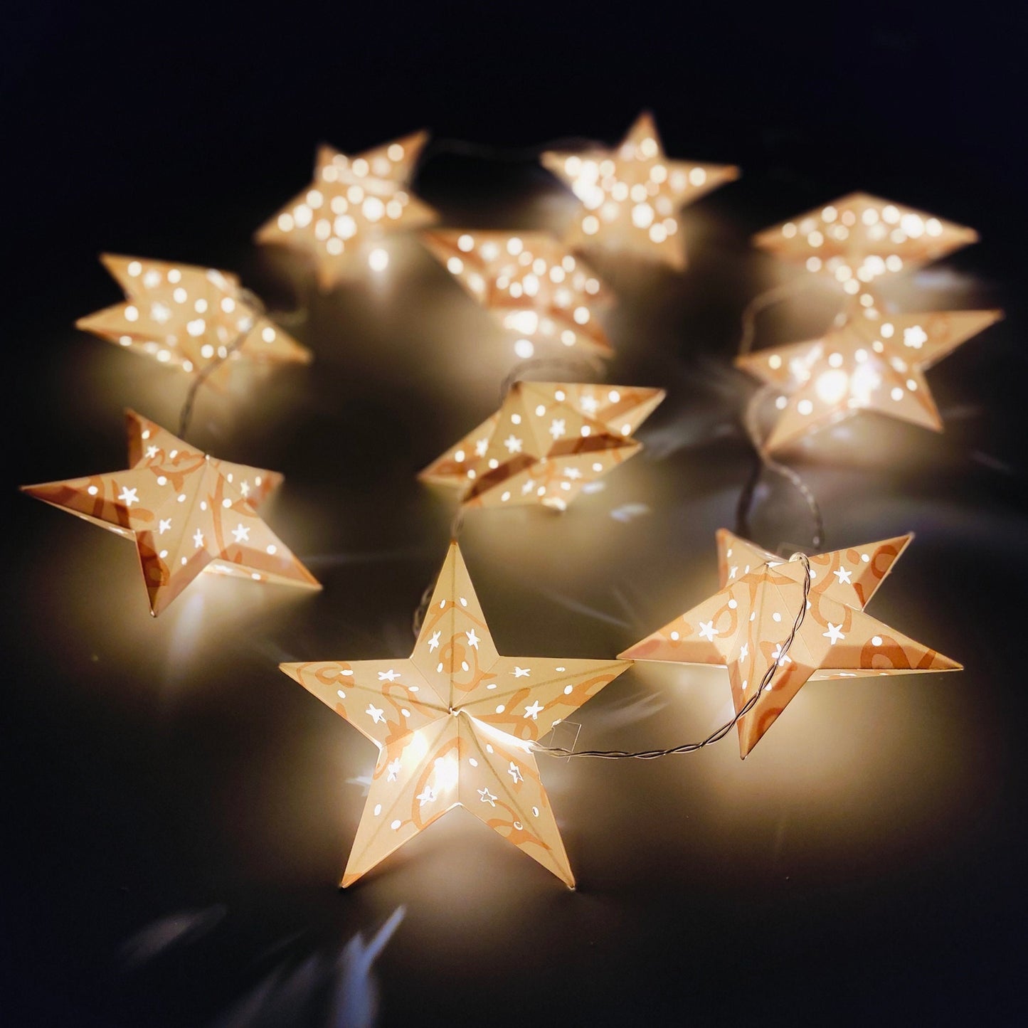 Vindeed Paper Star String Lights ,2 Meters 10 LED Lights with Handmade Star, Paper Lantern Fairy Lights