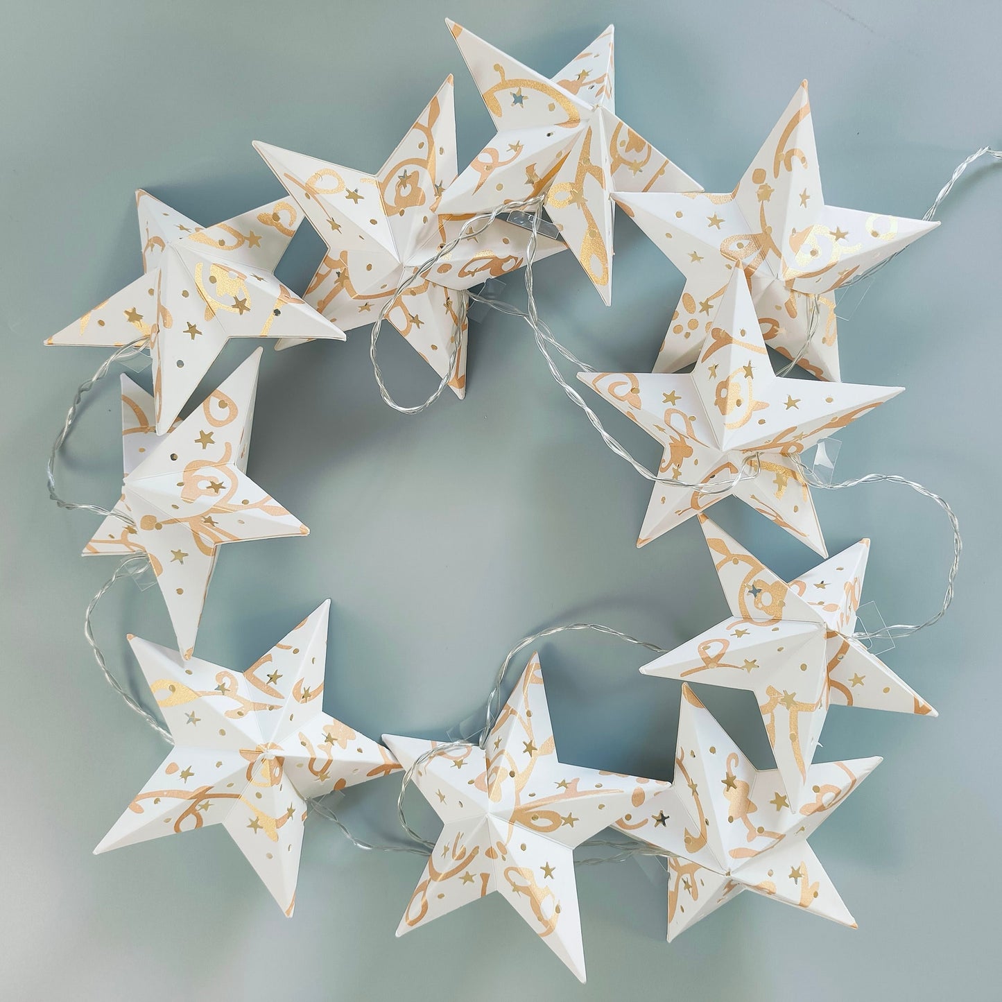 Vindeed Paper Star String Lights ,2 Meters 10 LED Lights with Handmade Star, Paper Lantern Fairy Lights