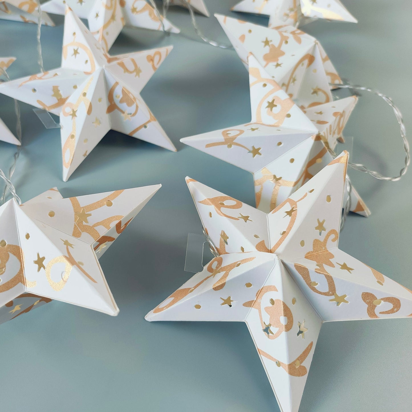 Vindeed Paper Star String Lights ,2 Meters 10 LED Lights with Handmade Star, Paper Lantern Fairy Lights