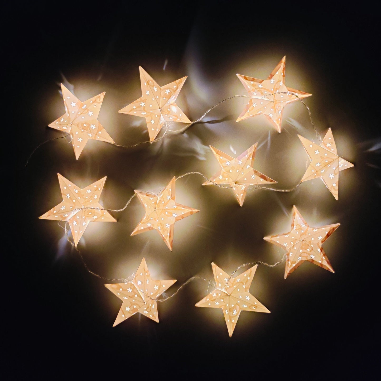 Vindeed Paper Star String Lights ,2 Meters 10 LED Lights with Handmade Star, Paper Lantern Fairy Lights