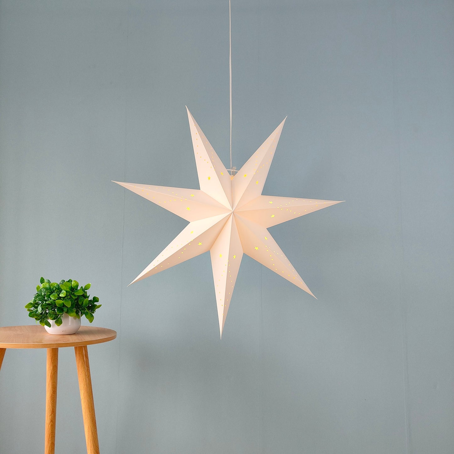 Hanging Paper Star Lamps Seven-Pointed-17, 29 & 35 Inch for Festival Decor