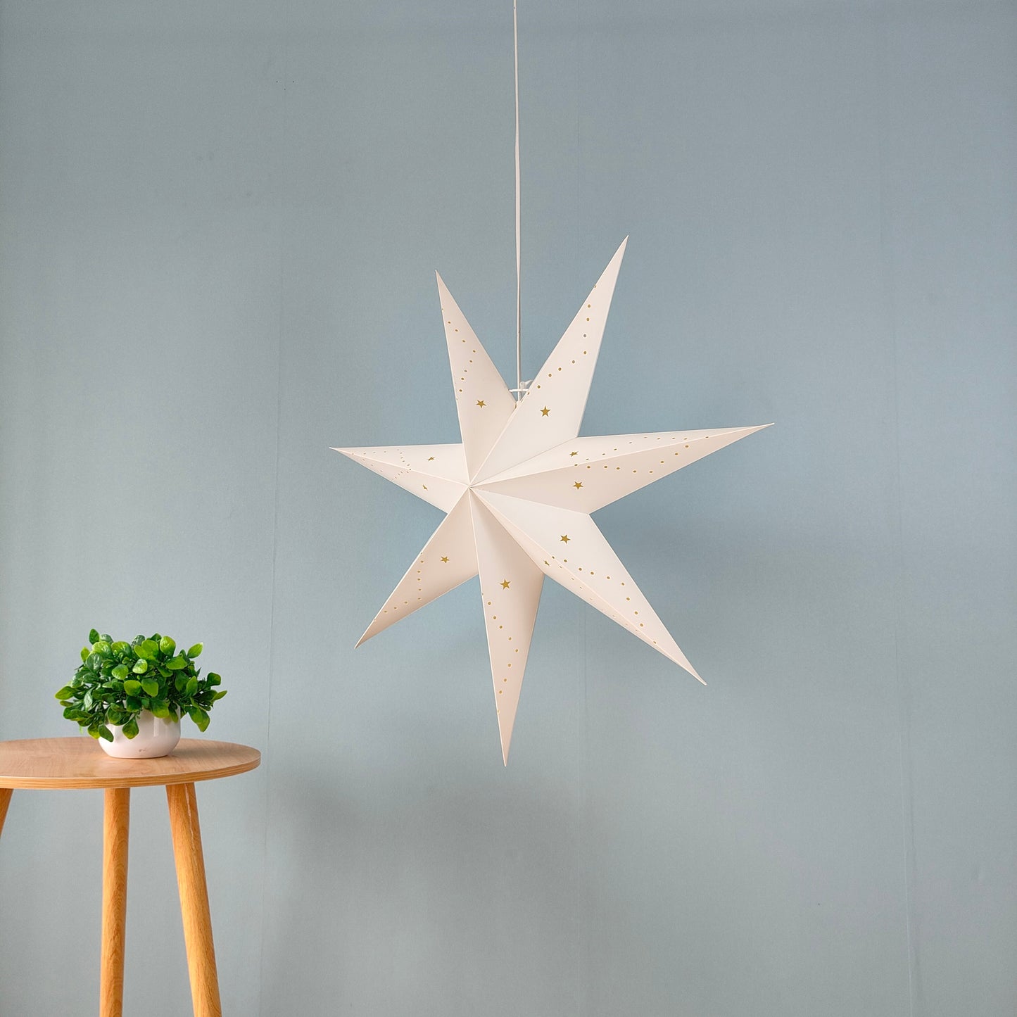 Hanging Paper Star Lamps Seven-Pointed-17, 29 & 35 Inch for Festival Decor