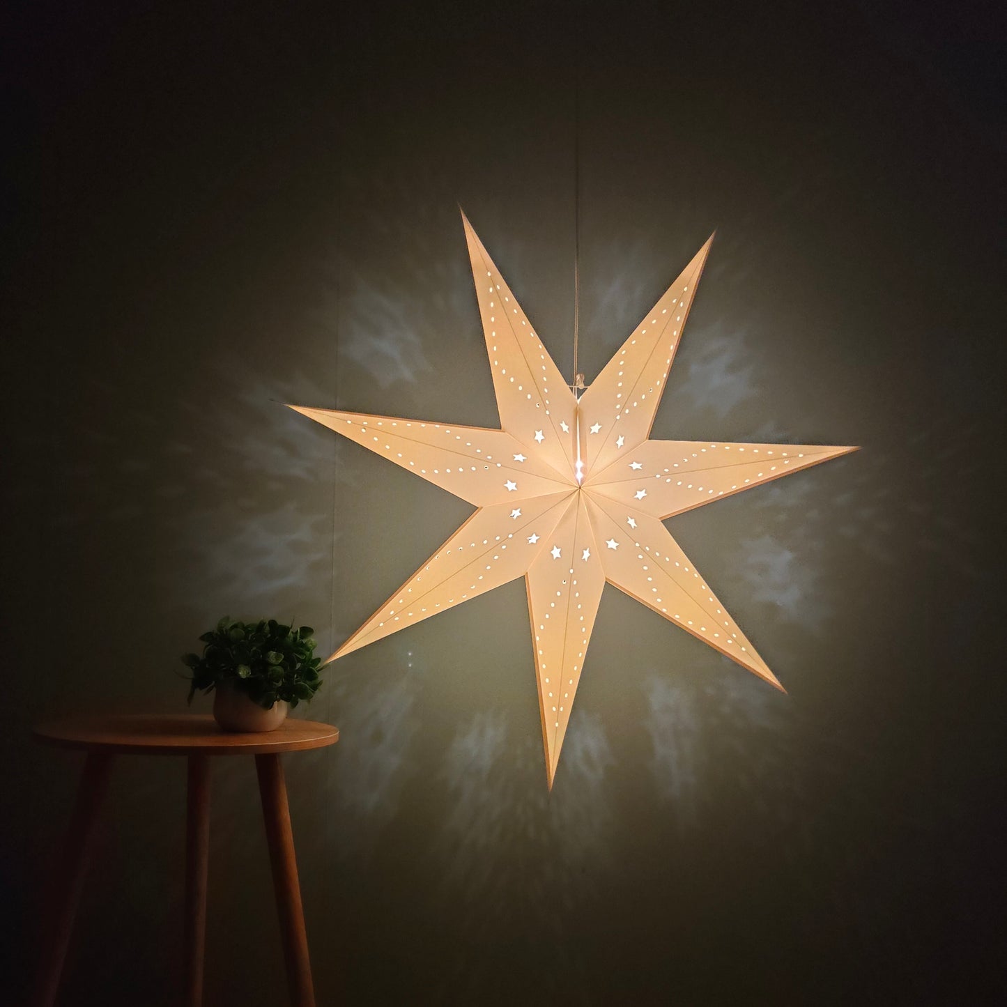 Hanging Paper Star Lamps Seven-Pointed-17, 29 & 35 Inch for Festival Decor