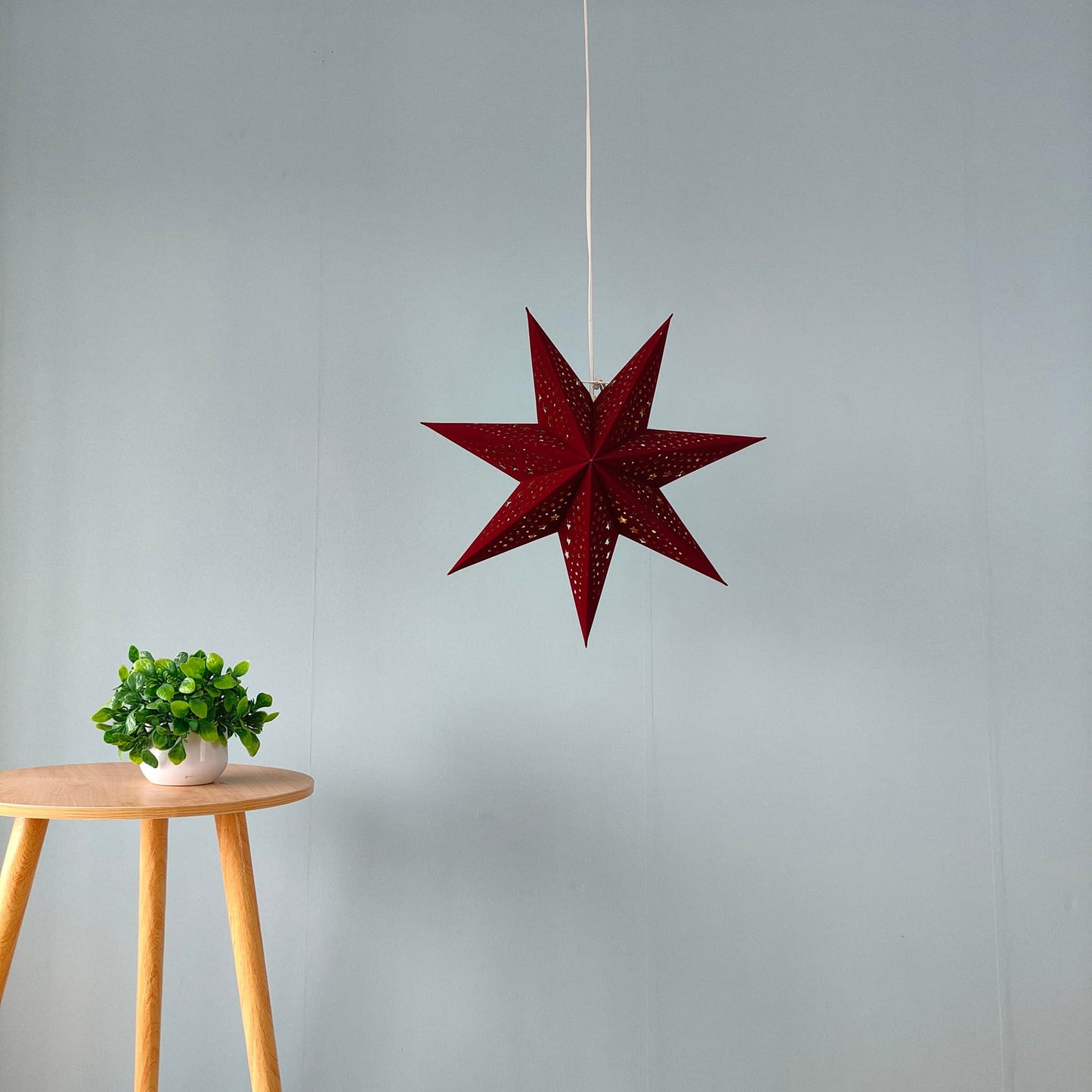 Velvet 7-Point Star Lantern – Burgundy Red, 17 Inch & 29 Inch