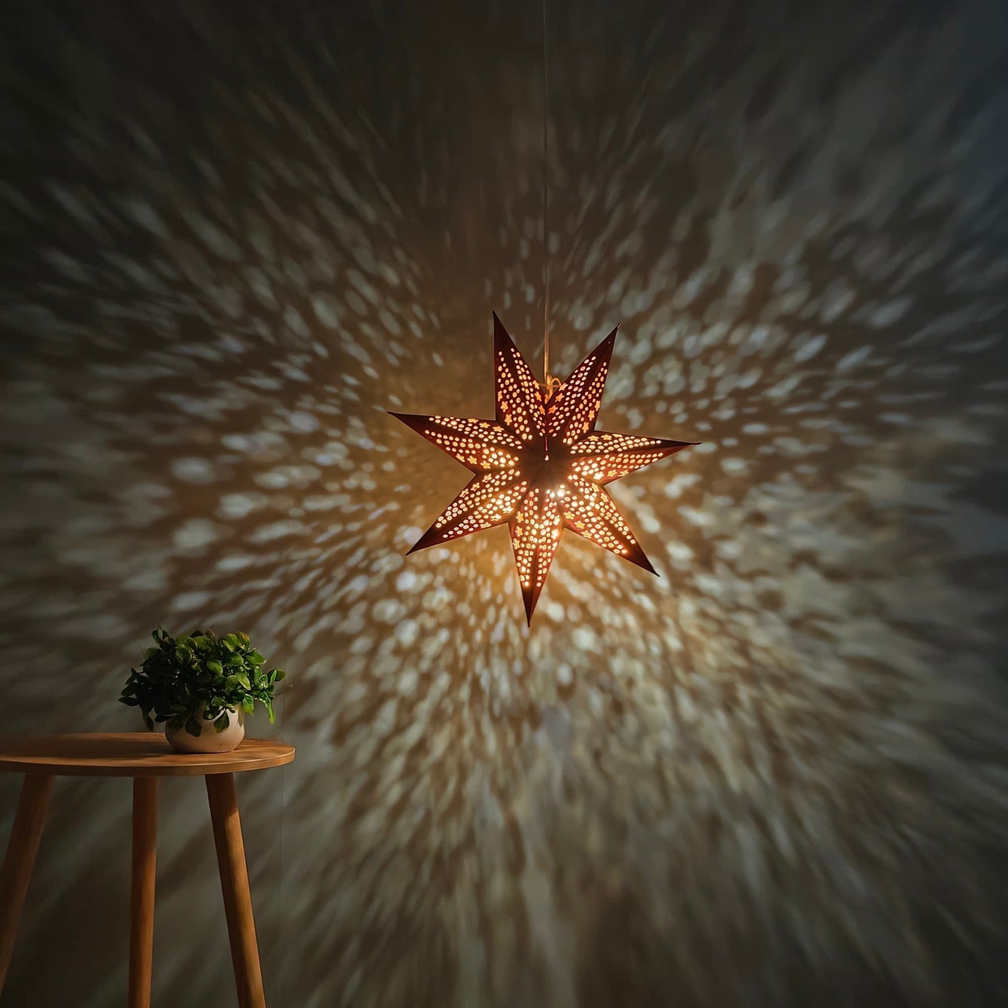 Velvet 7-Point Star Lantern – Burgundy Red, 17 Inch & 29 Inch
