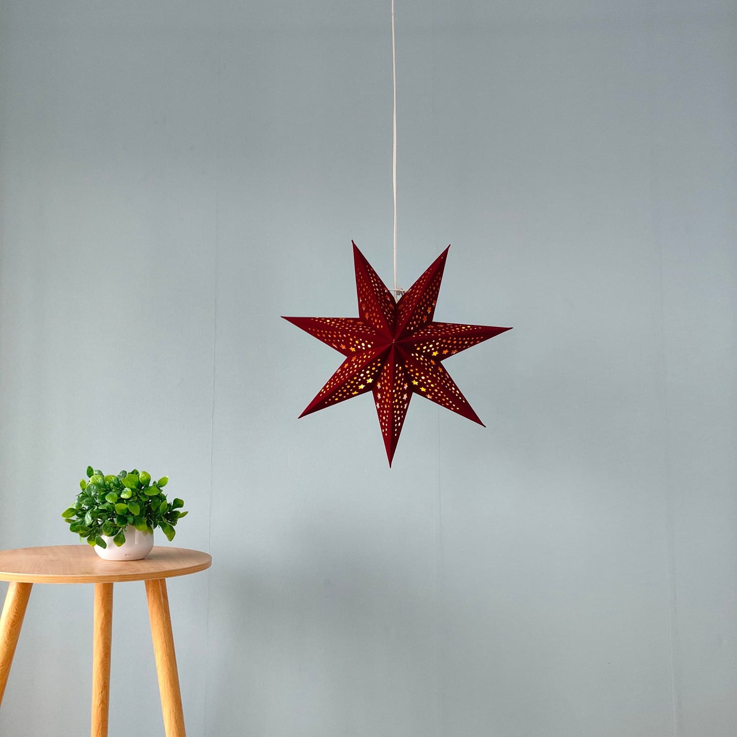 Velvet 7-Point Star Lantern – Burgundy Red, 17 Inch & 29 Inch