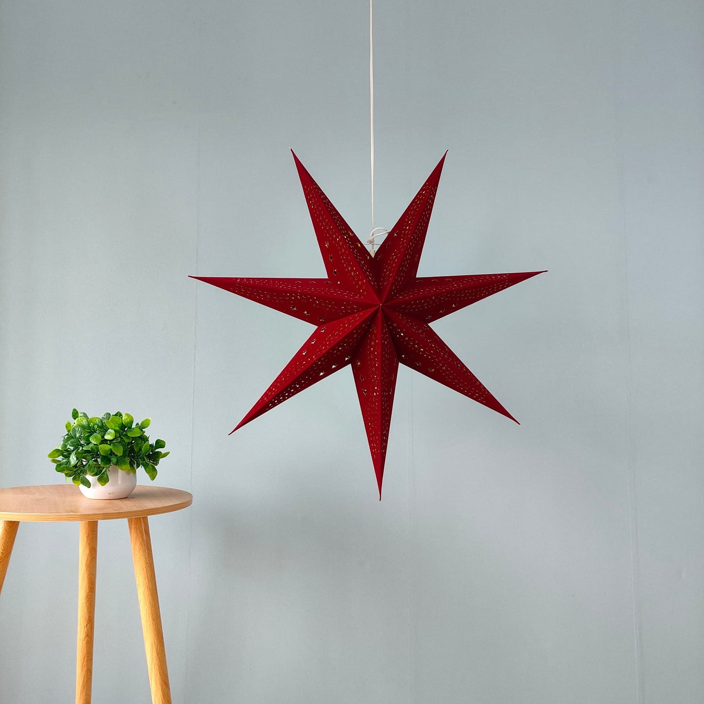 Velvet 7-Point Star Lantern – Burgundy Red, 17 Inch & 29 Inch