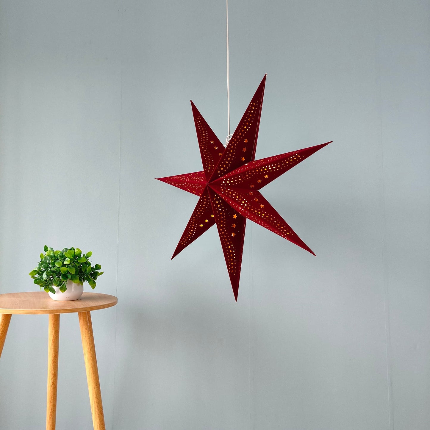 Velvet 7-Point Star Lantern – Burgundy Red, 17 Inch & 29 Inch