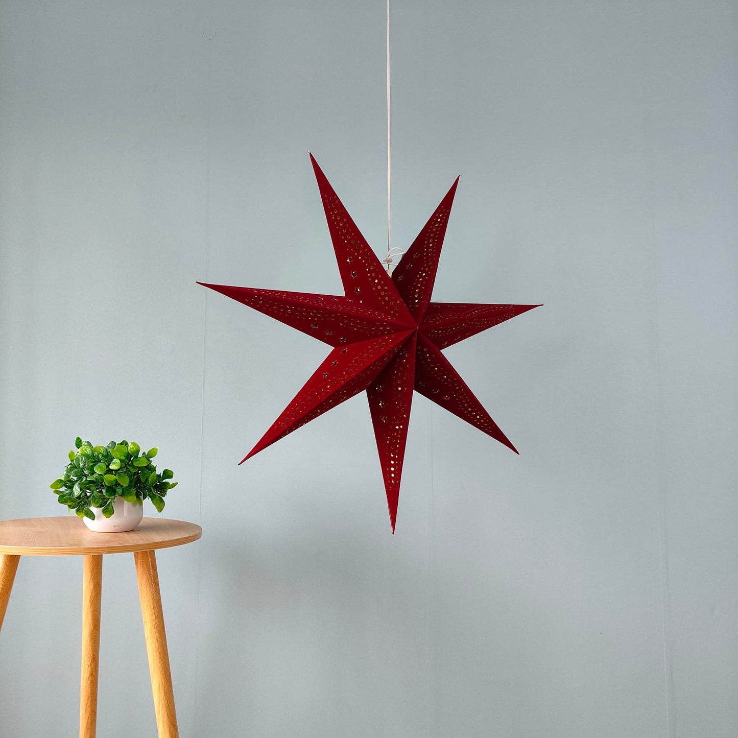 Velvet 7-Point Star Lantern – Burgundy Red, 17 Inch & 29 Inch