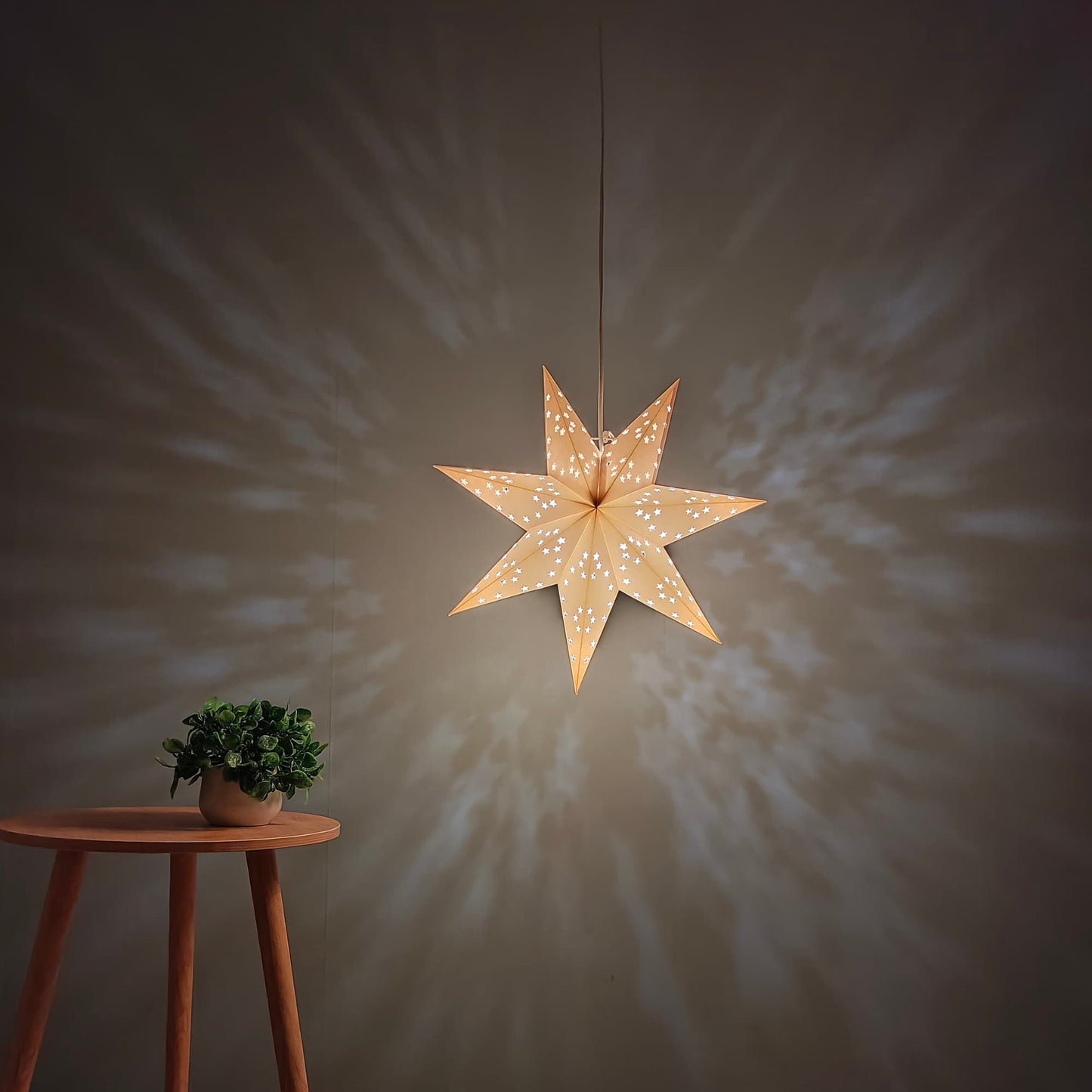 white hanging paper star lantern, 17 inch Christmas and home decor