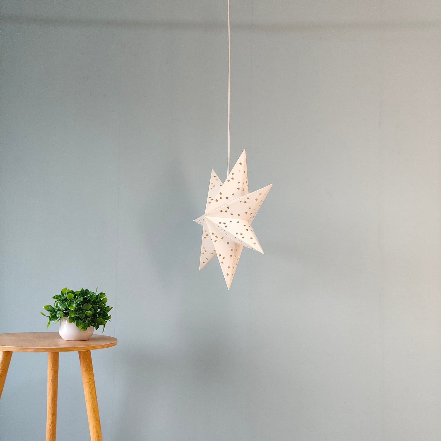 Opened white hanging paper star lantern, 1 inch eco-friendly hanging light