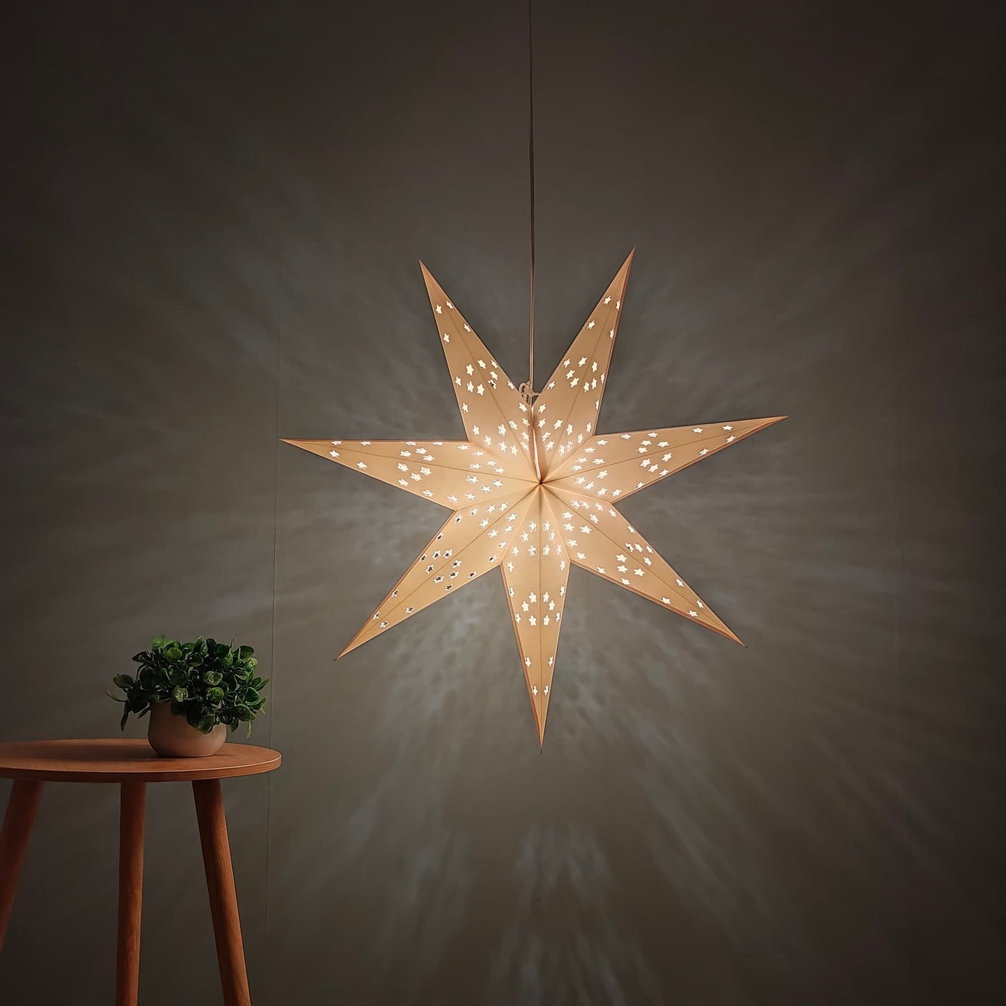 white hanging paper star lantern, 29 inch Christmas and home decor