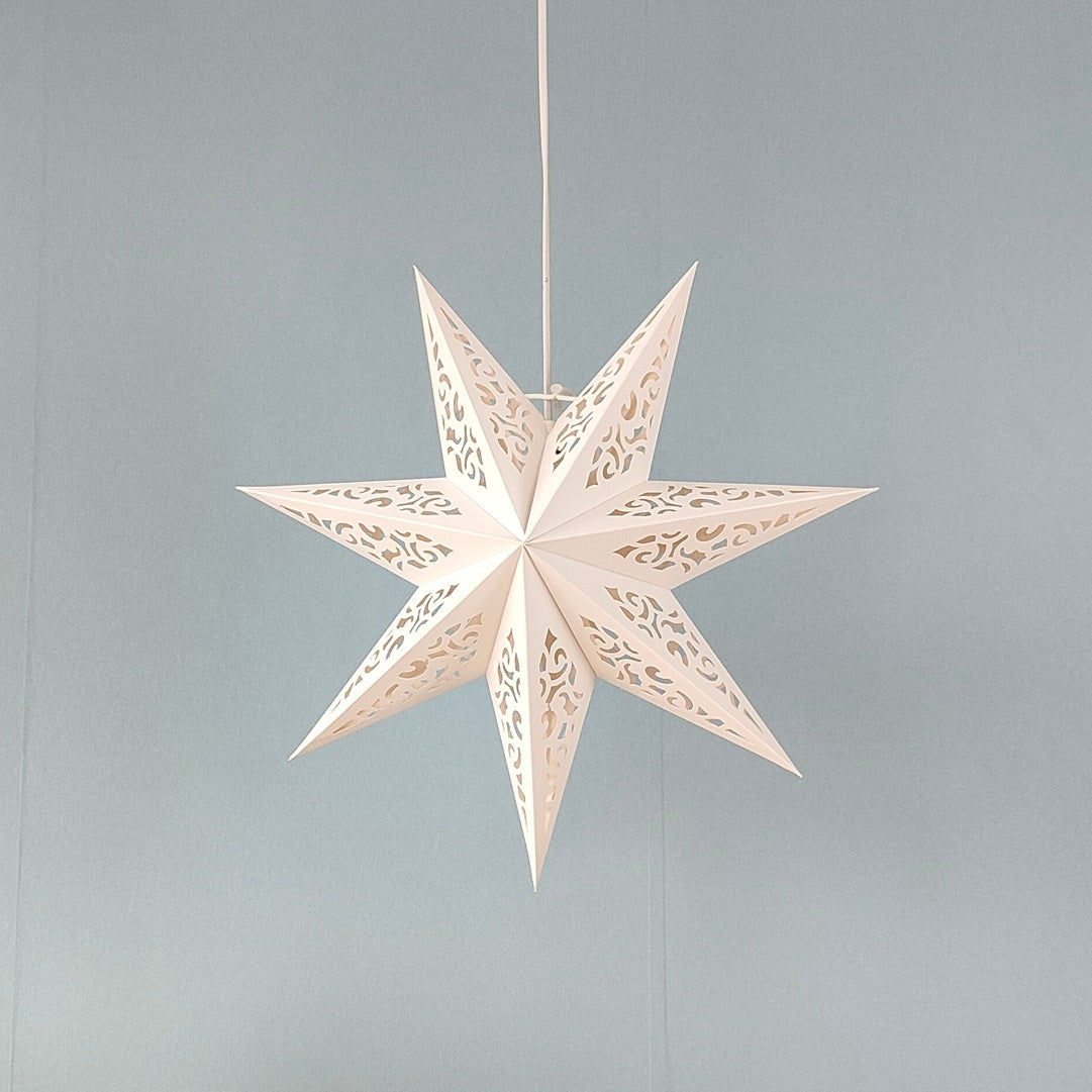 Hanging white paper star lamps, 17 inch Christmas and home decor