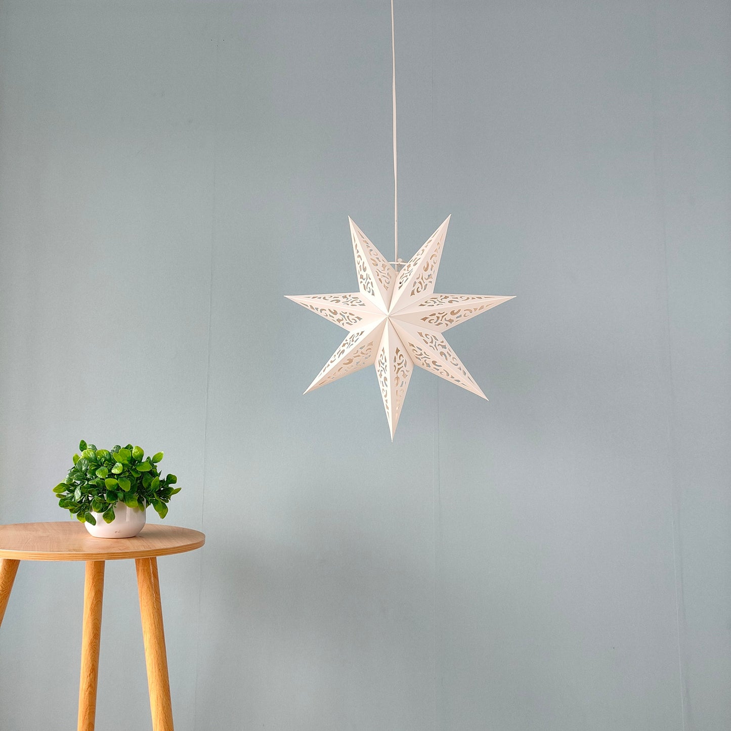 White paper star lamps lighted, 17 inch handmade festive lighting
