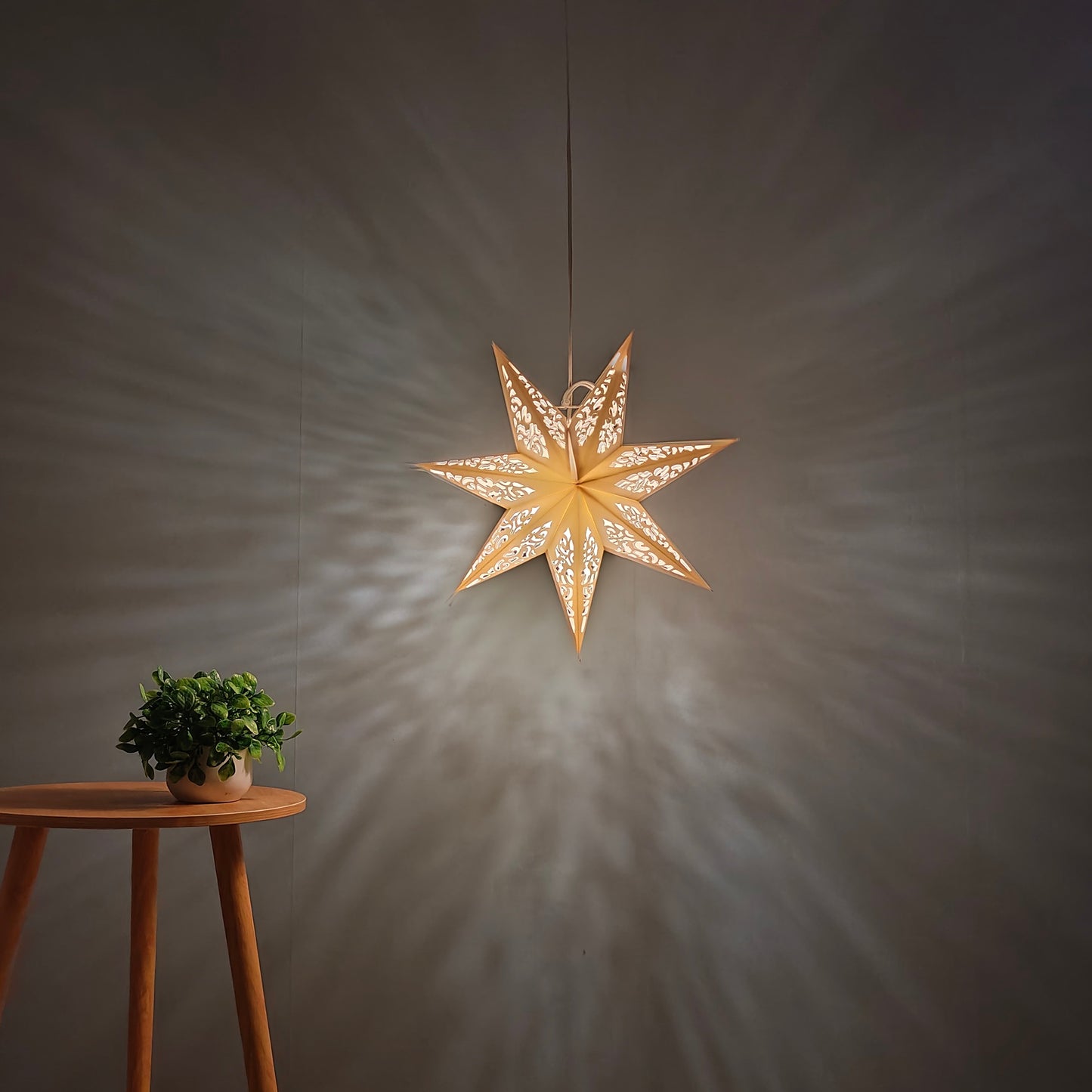 white paper star lamps lighted, 17 inch handmade festive lighting