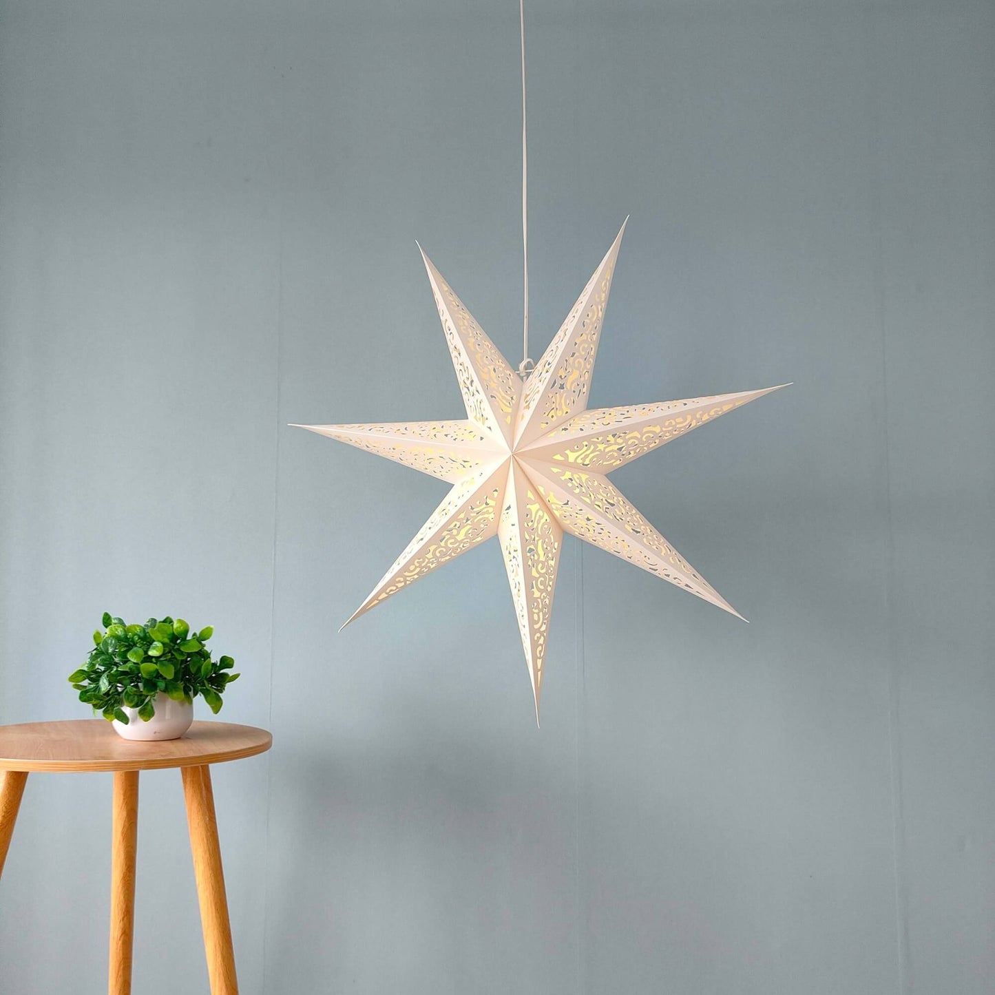 Opened white paper star lamps, 29 inch eco-friendly hanging light