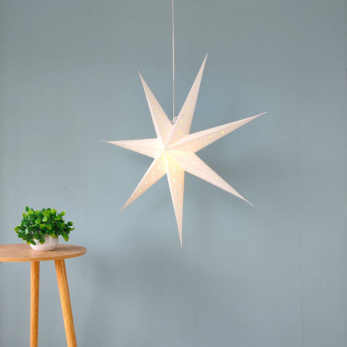 White 7-Point Star Lantern Lights 29Inch for Wedding Decor