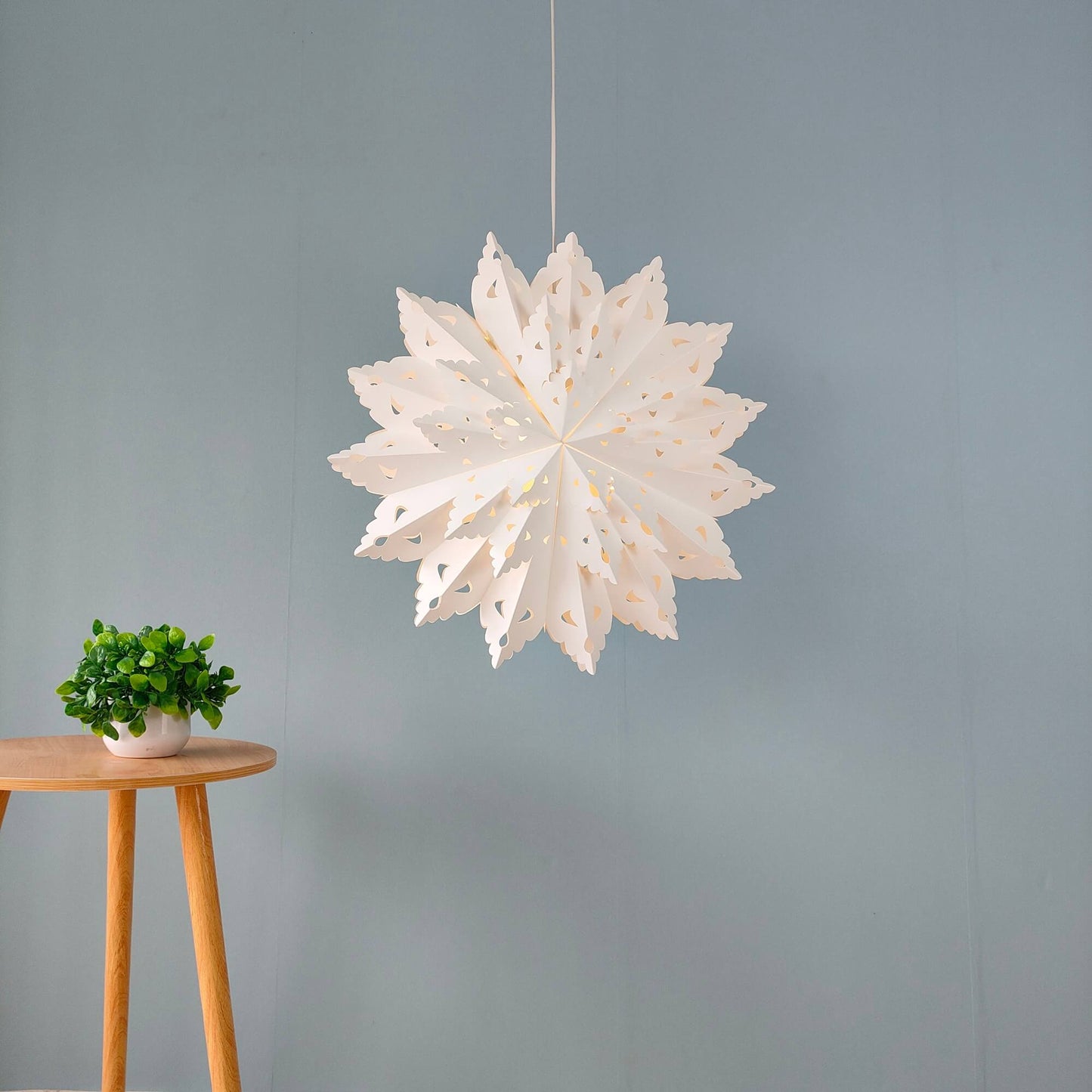 Hanging white snowflake paper lamps, 22inch Christmas and home decor