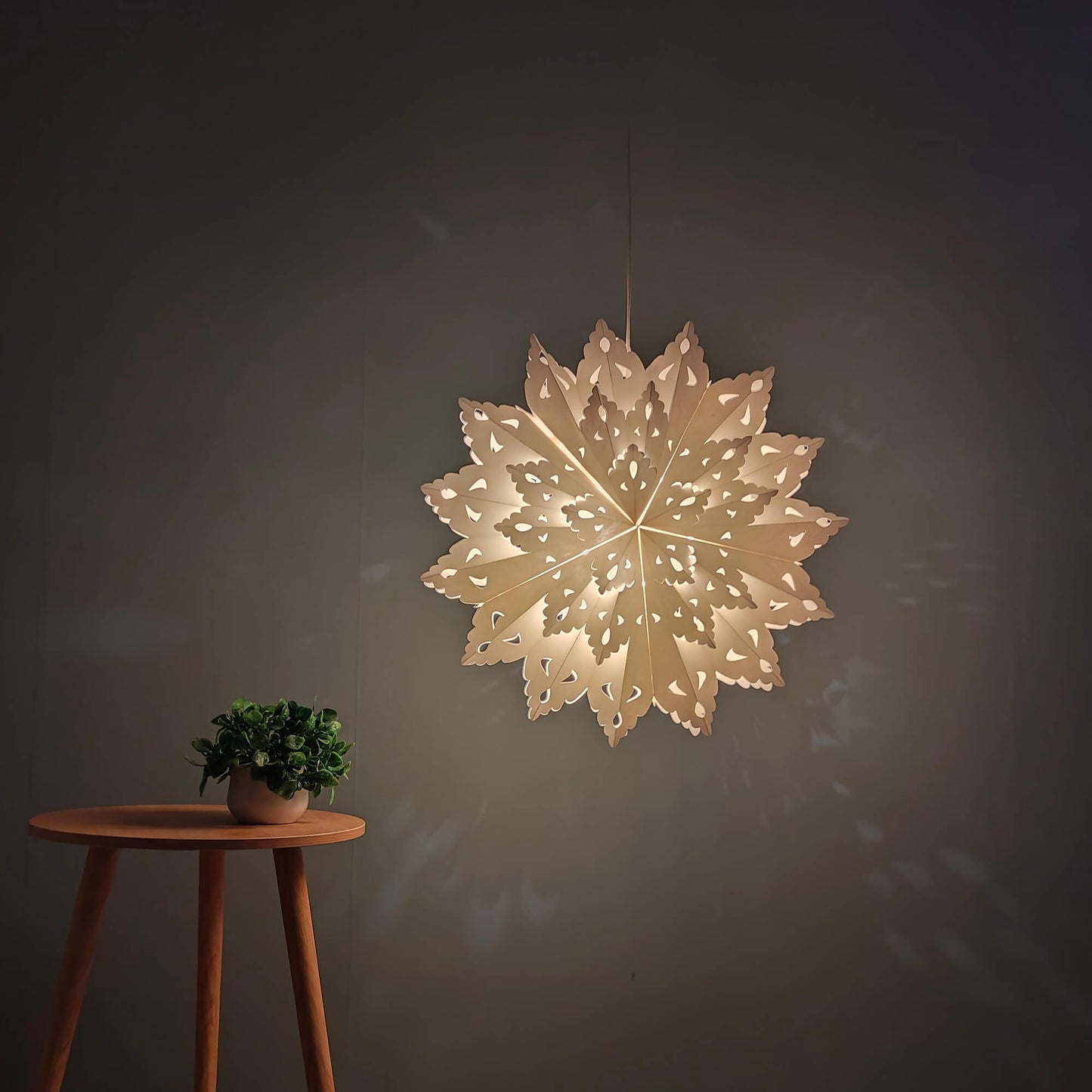 Set of white snowflake paper lamps, 22 inch size for party decor