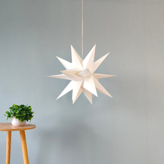 Polygonal Hanging Paper Star Lamp 20inch White