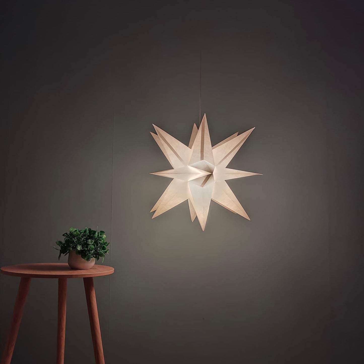 Polygonal Hanging Paper Star Lamp 20inch White
