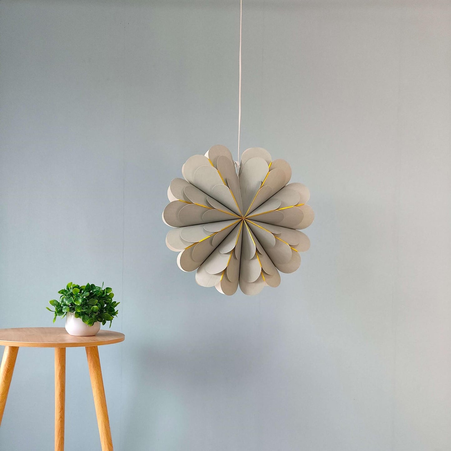 green flower paper lantern front view, 17 inch handmade decoration