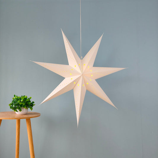 Hanging Paper Star Lamps Seven-Pointed-17, 29 & 35 Inch for Festival Decor