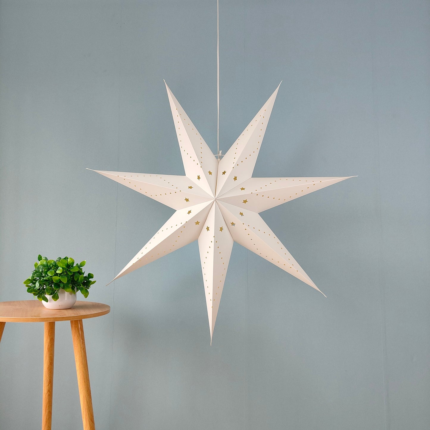 Hanging Paper Star Lamps Seven-Pointed-17, 29 & 35 Inch for Festival Decor