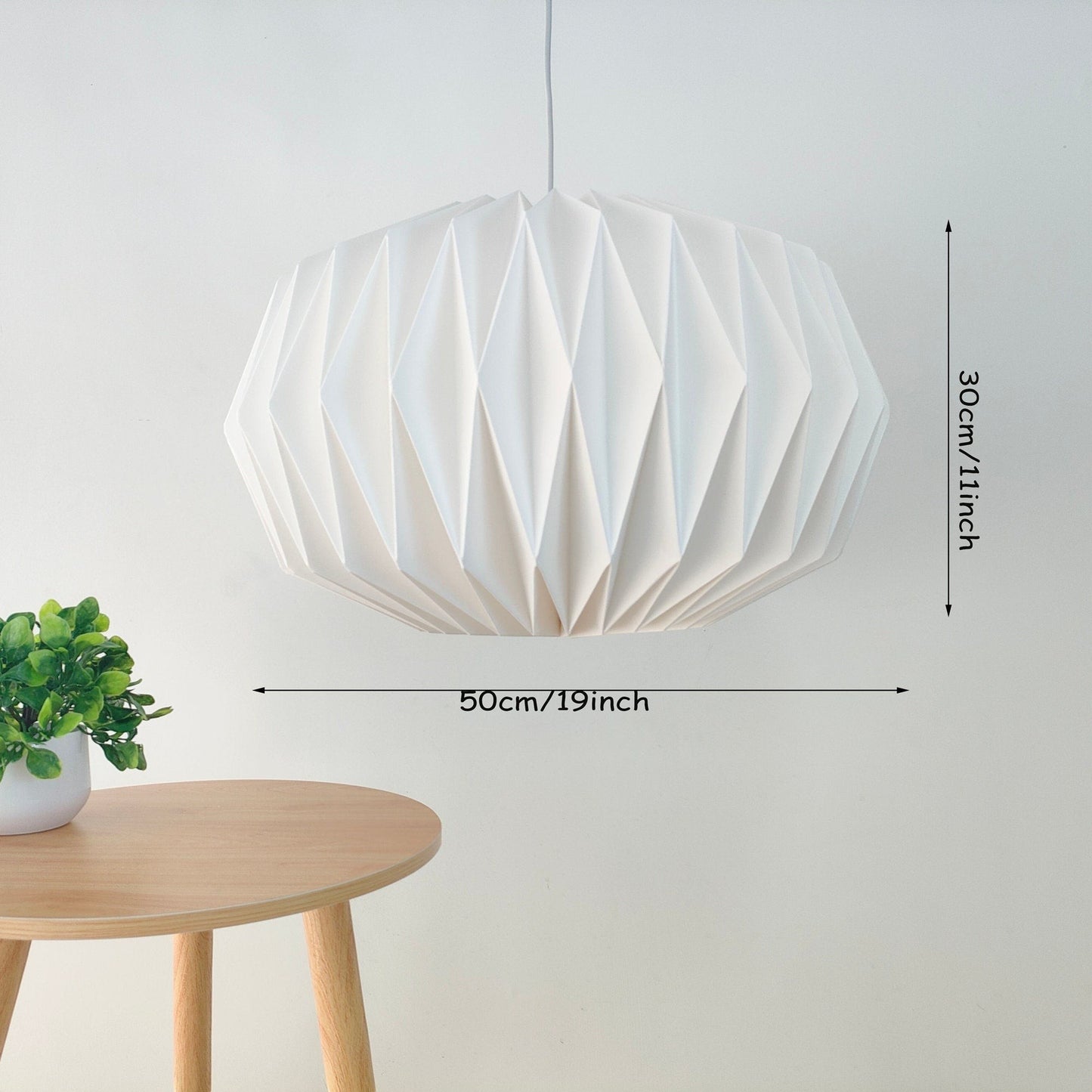 Vindeedlamps 白色纸质折纸吊灯，北欧简约风格，直径50厘米，高30厘米，适合客厅卧室。