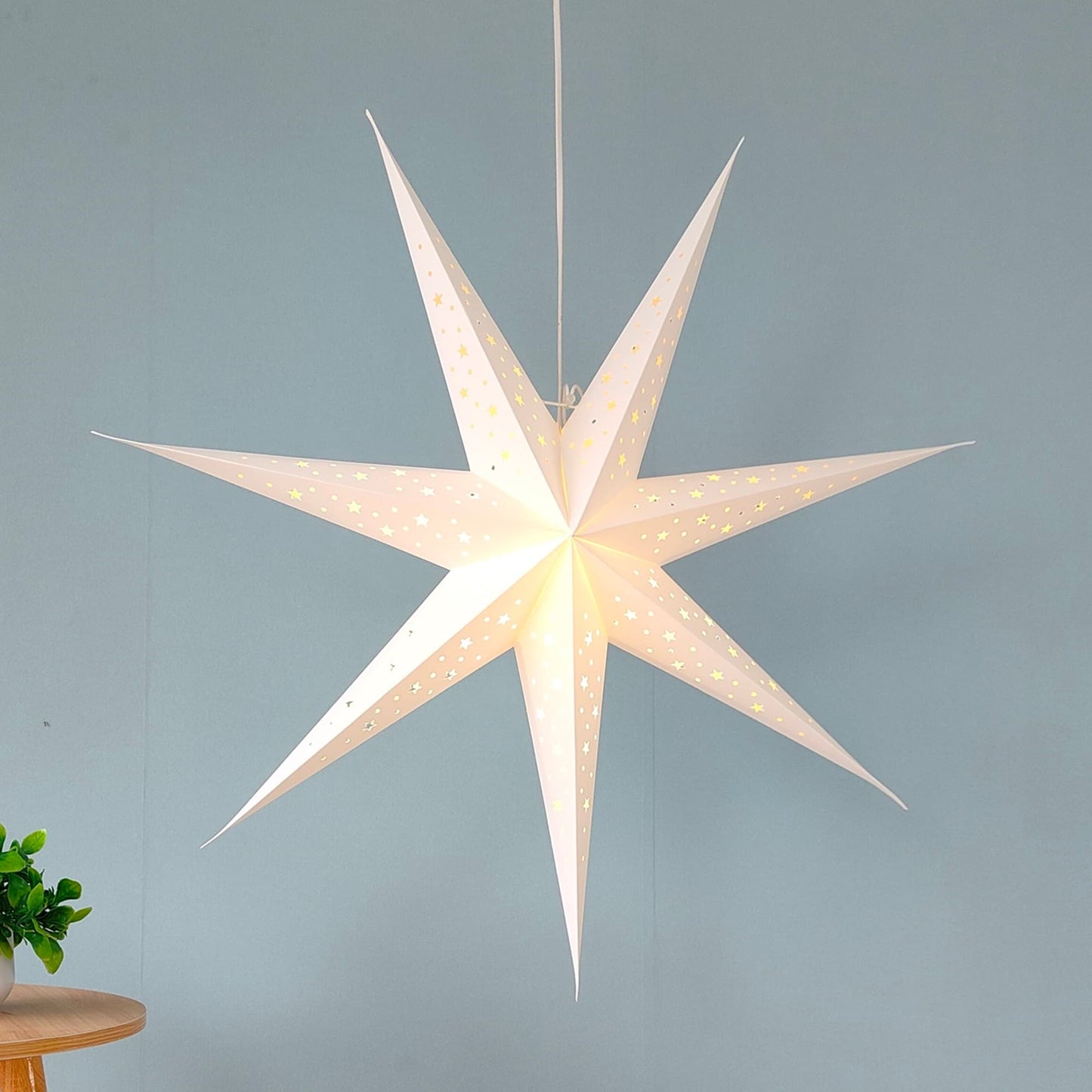 White 7-Point Star Lantern Lights 29Inch for Wedding Decor