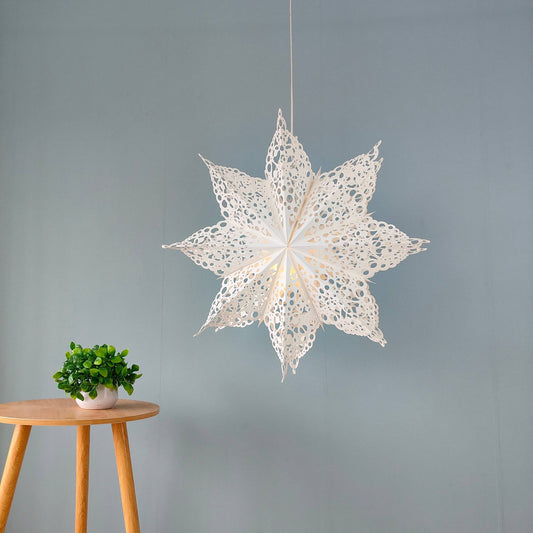 White paper snowflake lantern lighted, 26inch handmade festive lighting